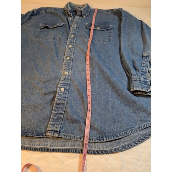 Cambridge Classic mens's size XL distressed denim button up shirt 1990s G6 - Picture 3 of 5
